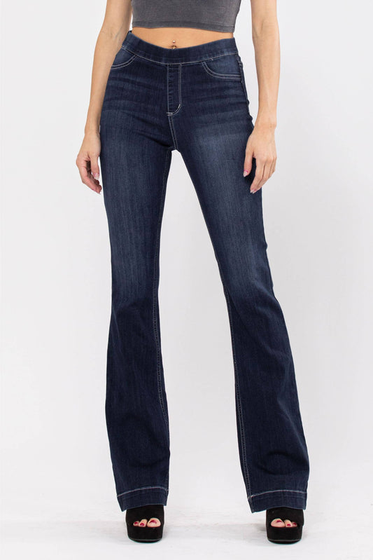 High Rise Dark Pull On Flare Jegging AB37211DK : M