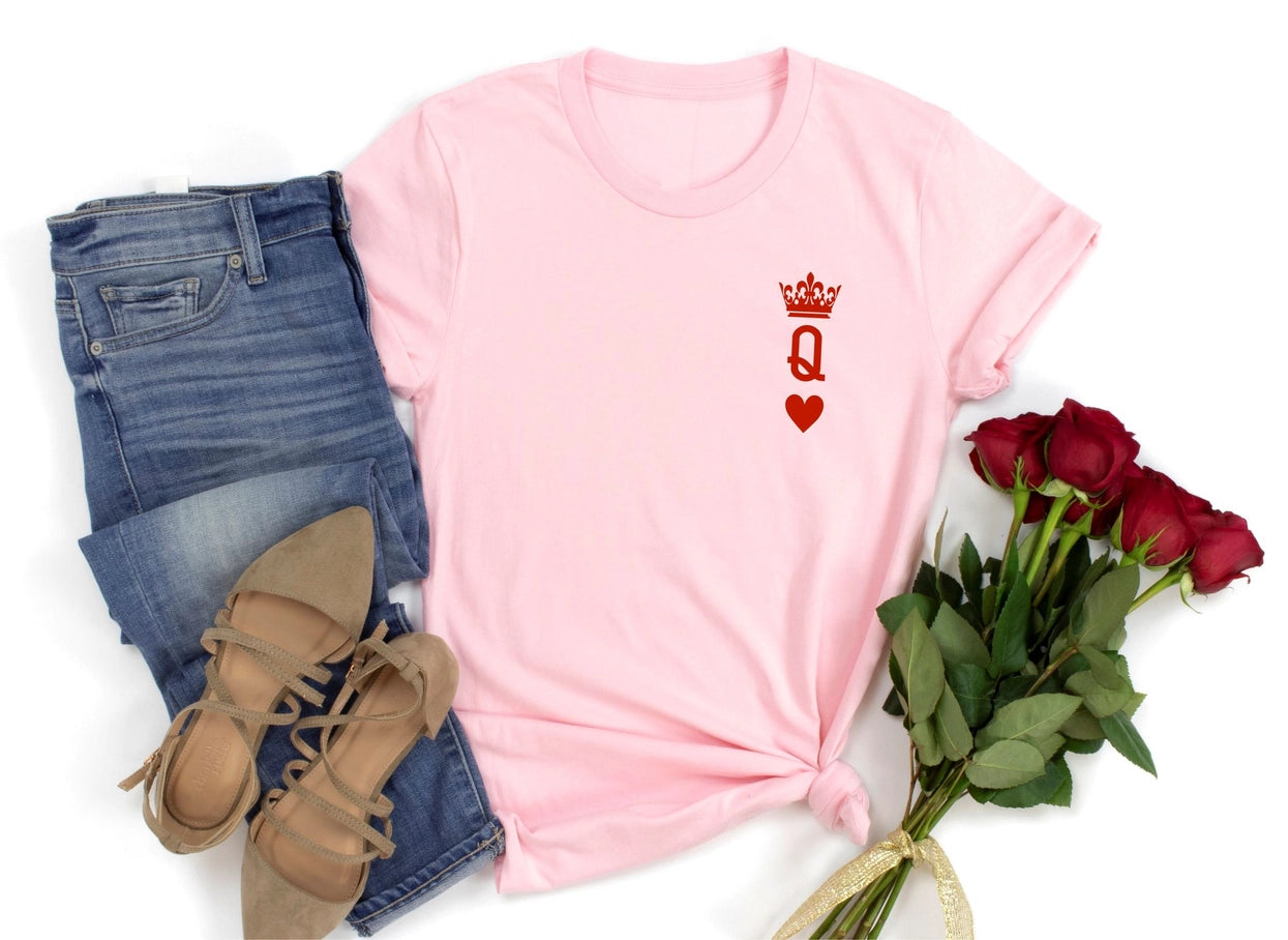 Queen of Hearts Pink Valentine Graphic Tee