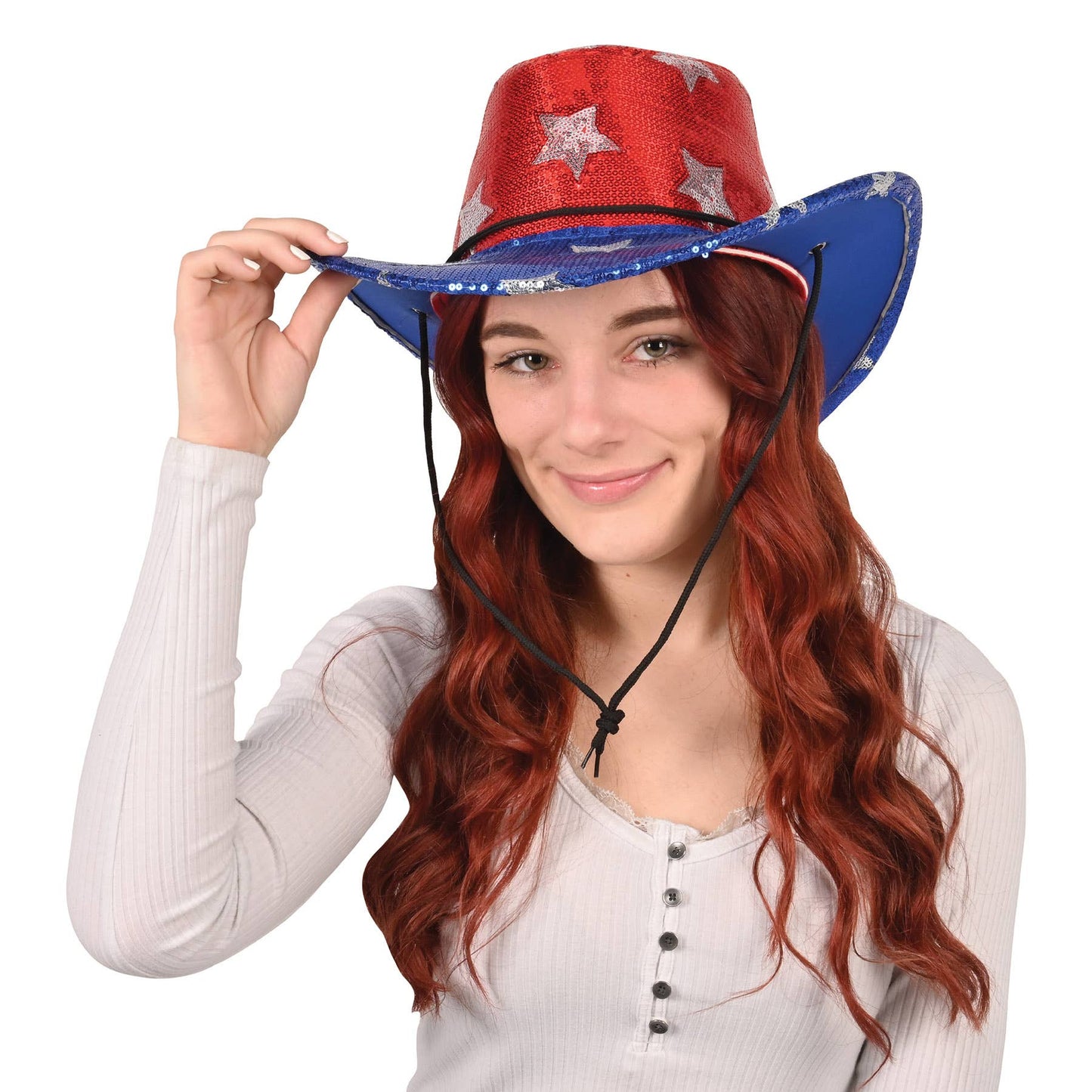 Sequined Patriotic Cowboy Hat, one size fits most