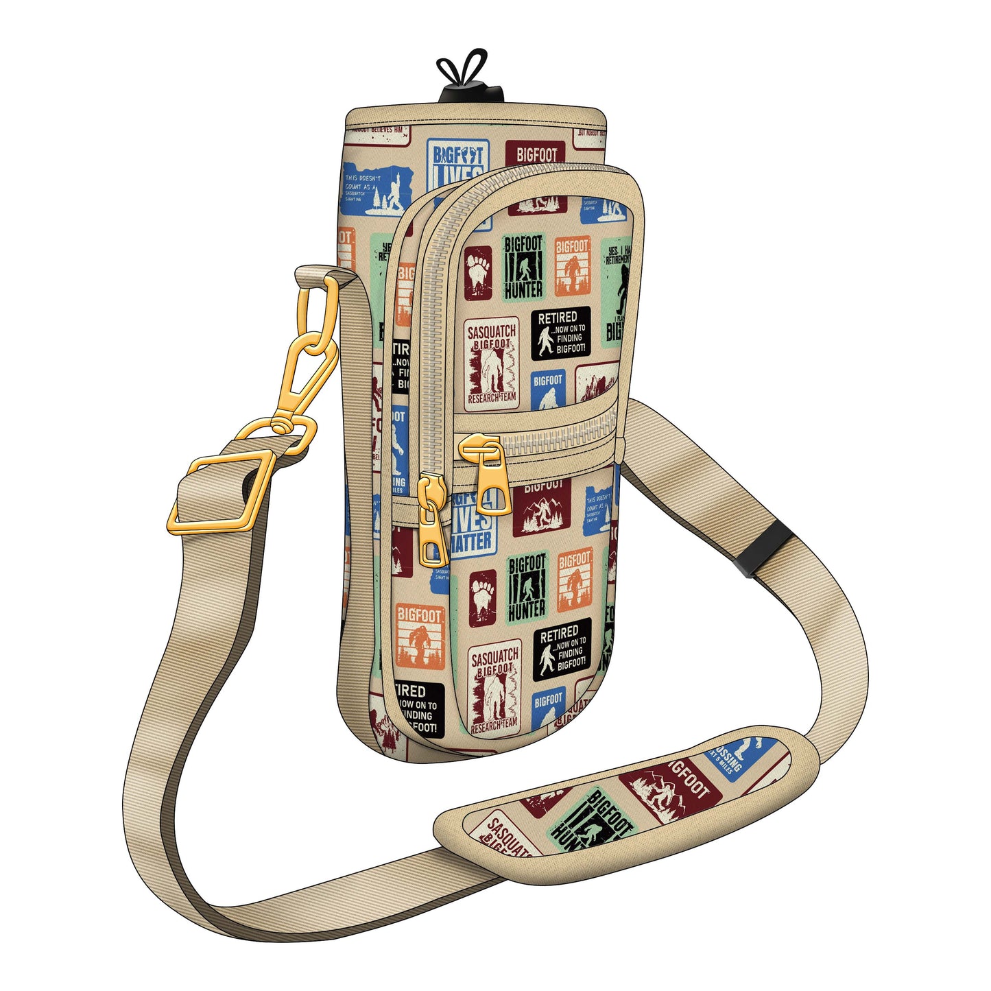 OEELINN Retro Bigfoot on Signage Bottle Carrier with Postage Stamp Design