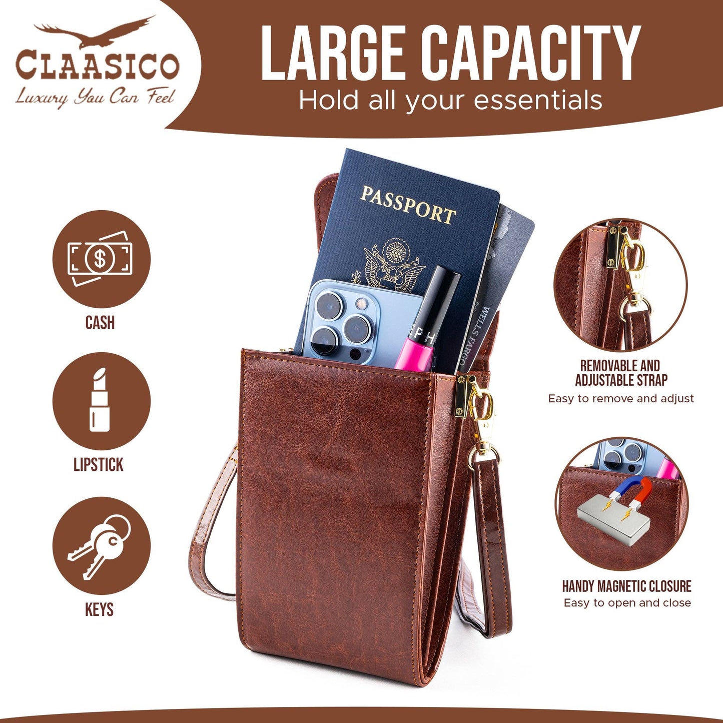 Crossbody Phone Wallet - Sleek and Compact Design: Nevy Blue