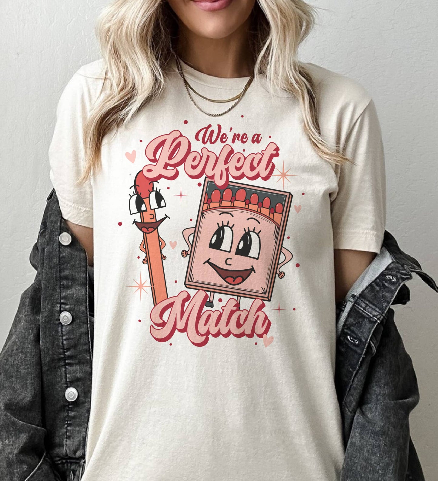 Perfect match and matchbox valentineTee  by Party On Designs: Peach / Small Unisex