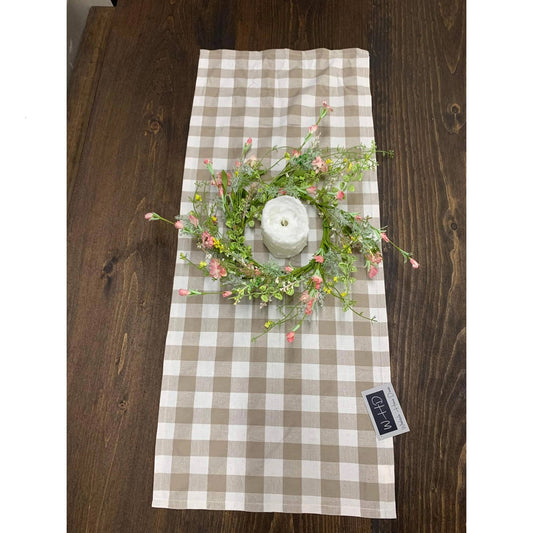 Brown Check Runner 14x56in