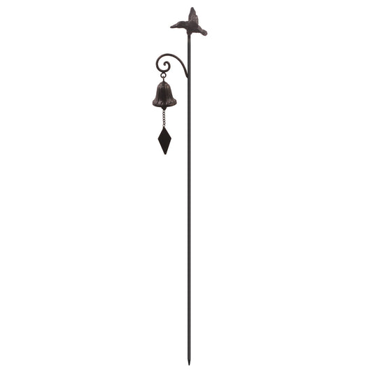 SALE Metal 36.25" Black Spring Bird and Bell Yardstake