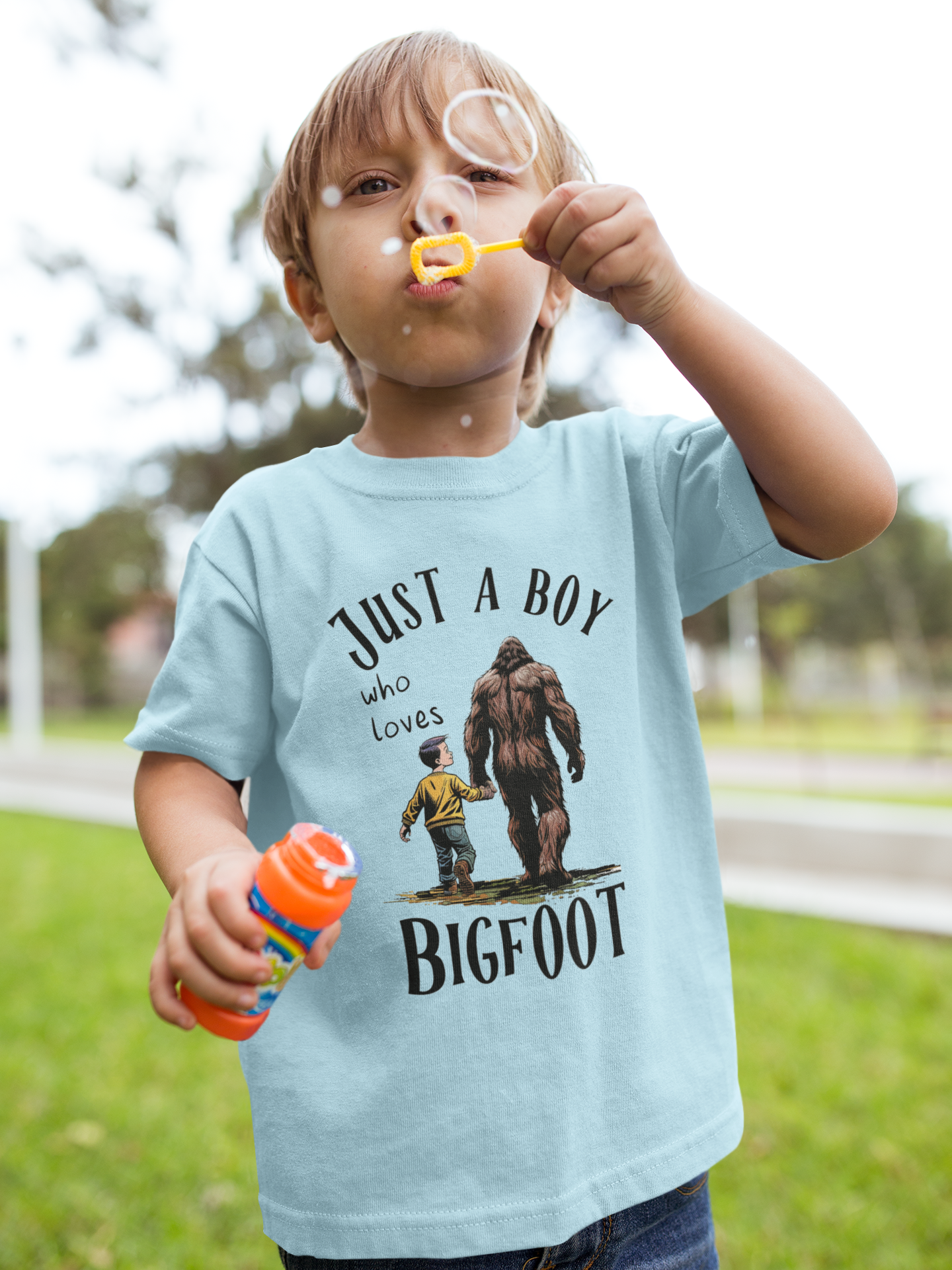Just a boy who loves Bigfoot - youth/toddler shirt (blue): 5T