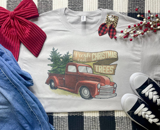 Fresh Cut Christmas Trees Truck (T-Shirt): Tan / M