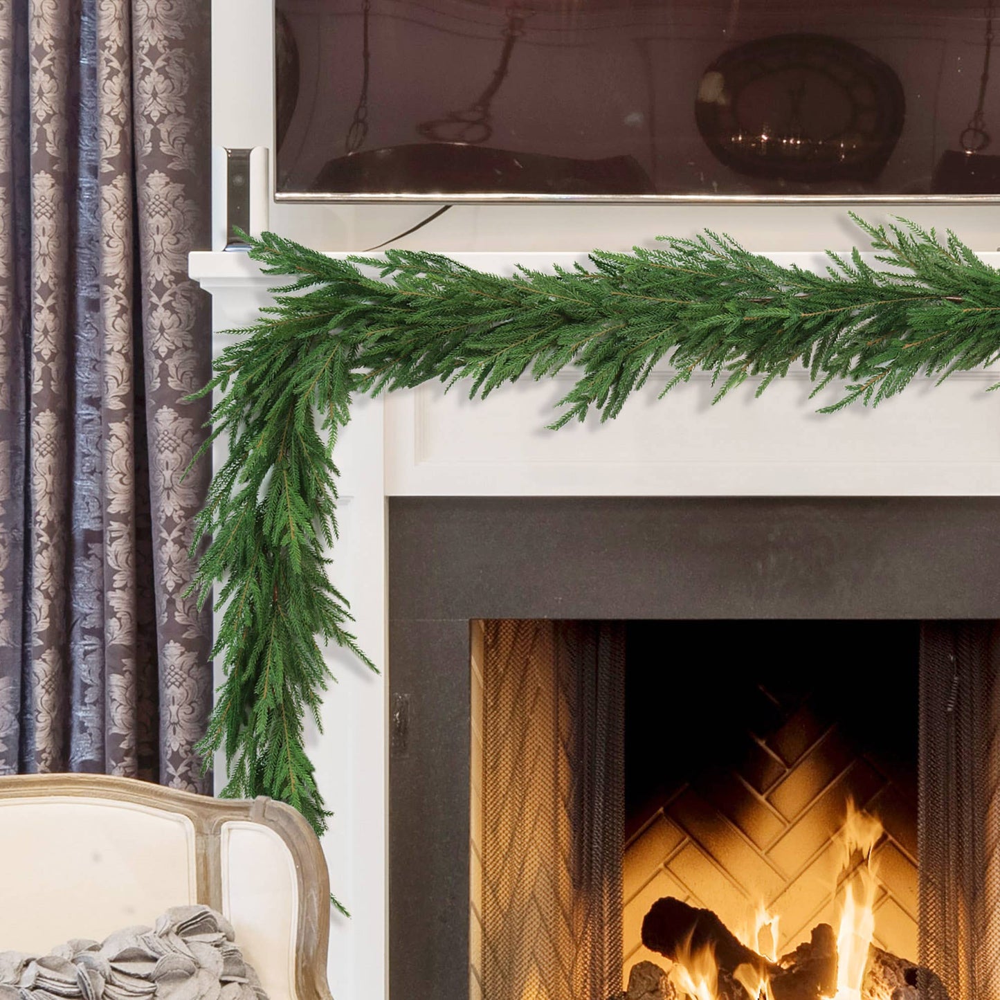 1 Pack 6' Real Touch Frasier Garland for Mantles, Staircases