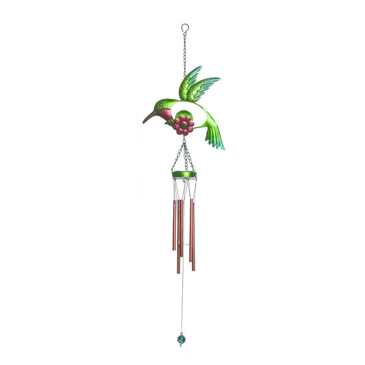 SALE Metal 35.5" Multi Spring Solar Hummingbird Wind Chime