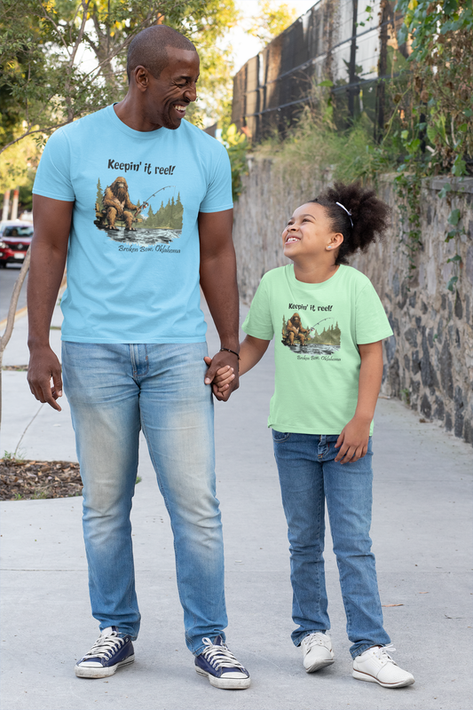 Bigfoot fishing t-shirt - Keepin' it reel w/your location: Light blue / 3T