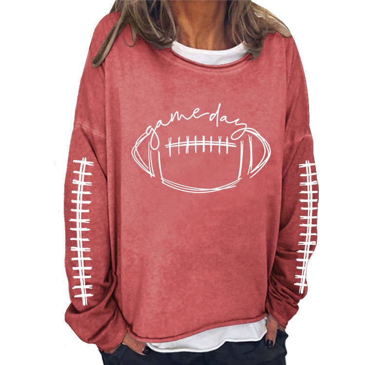 WOMEN FOOTBALL GAMEDAY LOOSE FIT PULLOVER: RED / (XL) 1