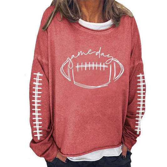 WOMEN FOOTBALL GAMEDAY LOOSE FIT PULLOVER: RED / (S) 1