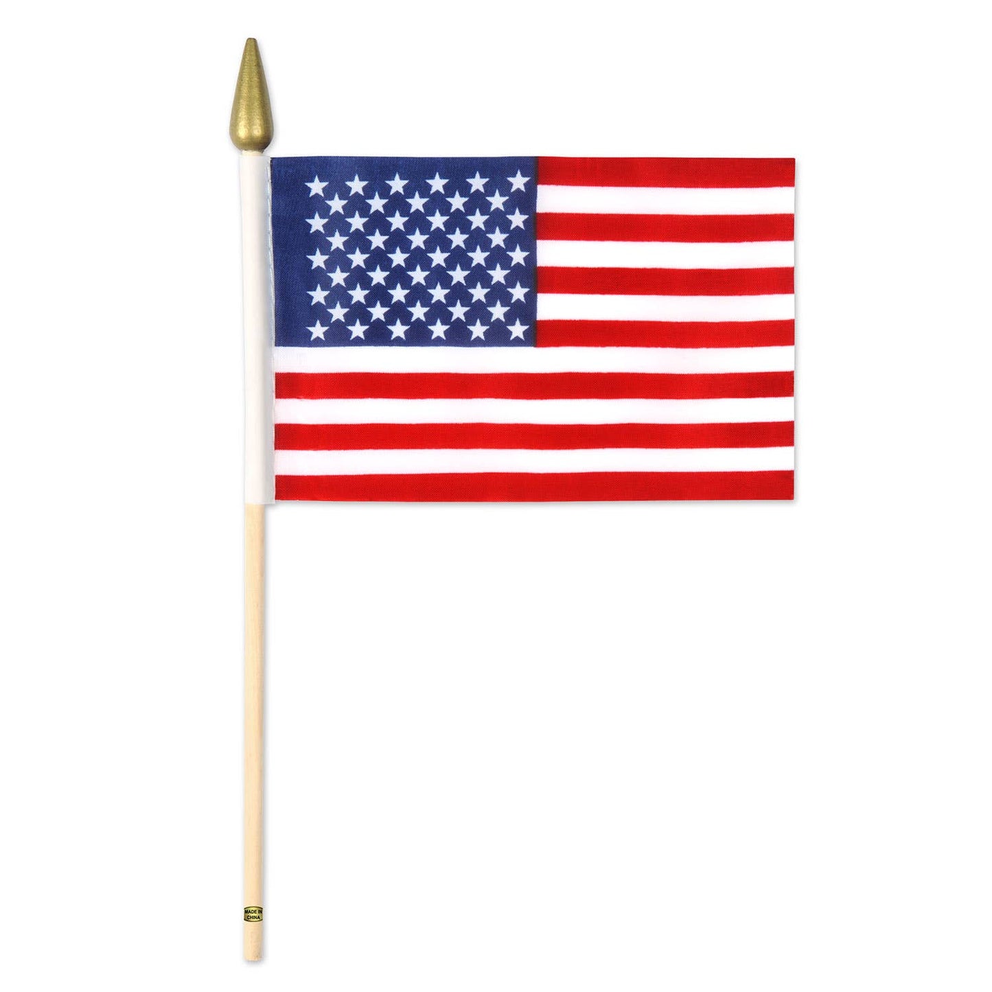 American Flag, Fabric, 4" x 6", w/10½" wooden stick