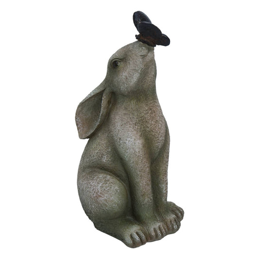 SALE Resin 9 in. Gray Easter Rabbit with Friend Figurine