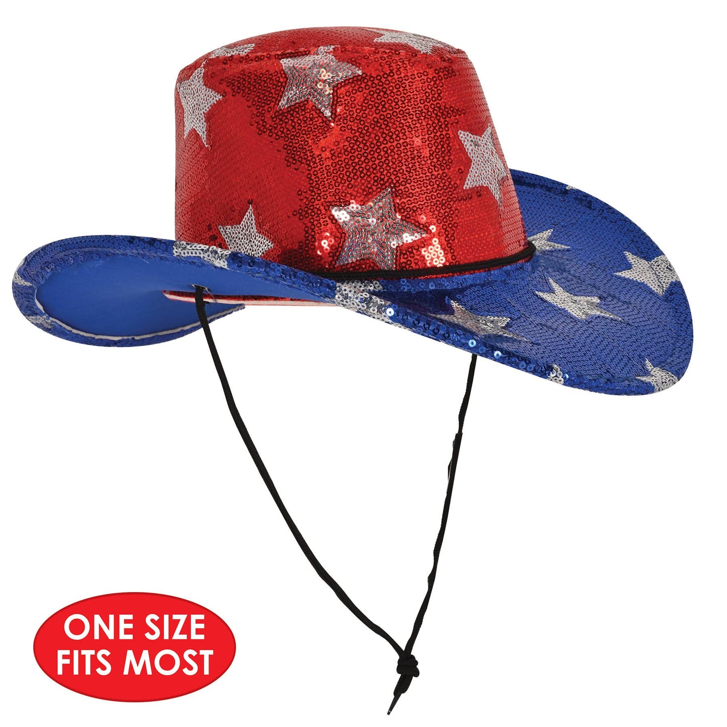 Sequined Patriotic Cowboy Hat, one size fits most