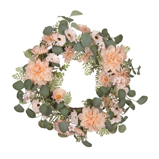 SALE Plastic 24" Multicolor Spring Eucalyptus Daisy Wreath