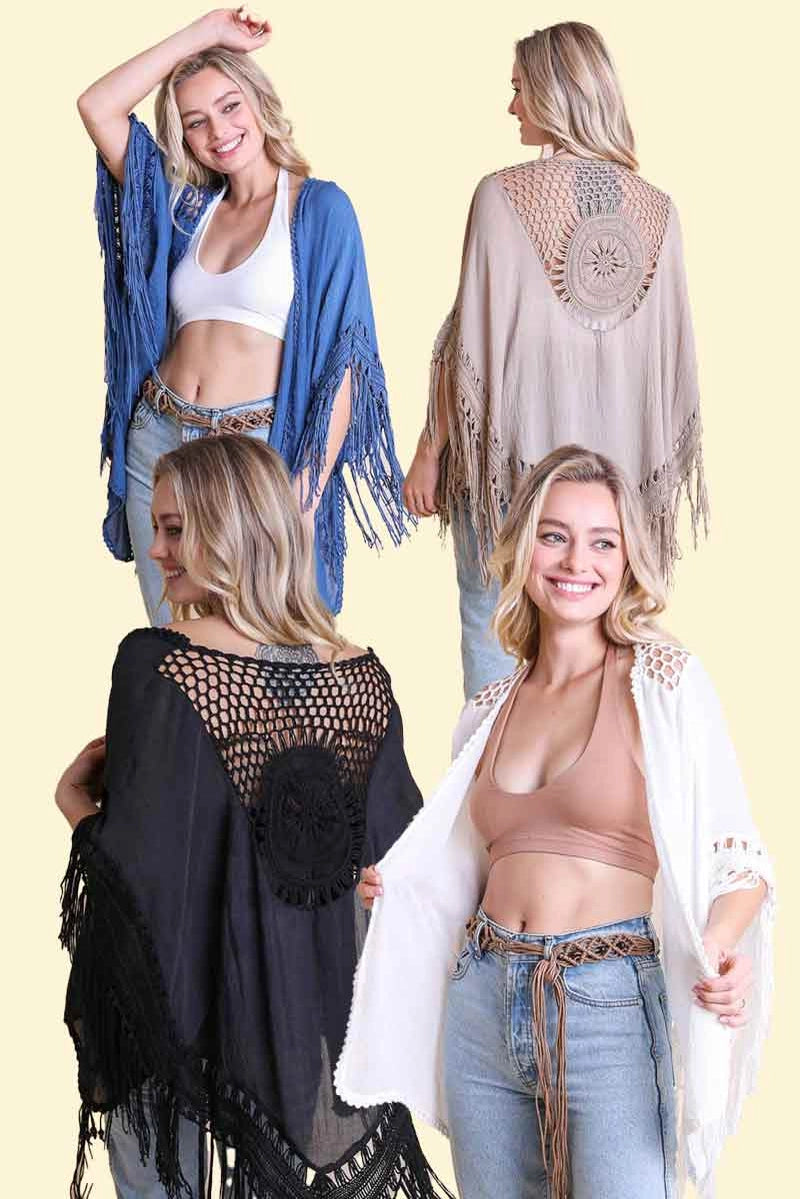 Crochet Medallion Tassel Kimono