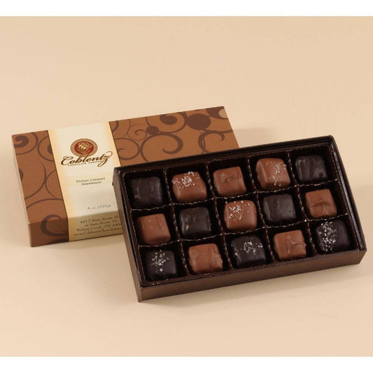 Deluxe assorted caramels gift box, 8 oz