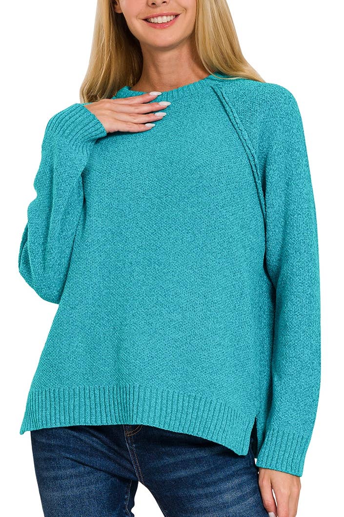 Raglan Chenille Sweater: DK GREEN / 2-2-2 (S-M-L)