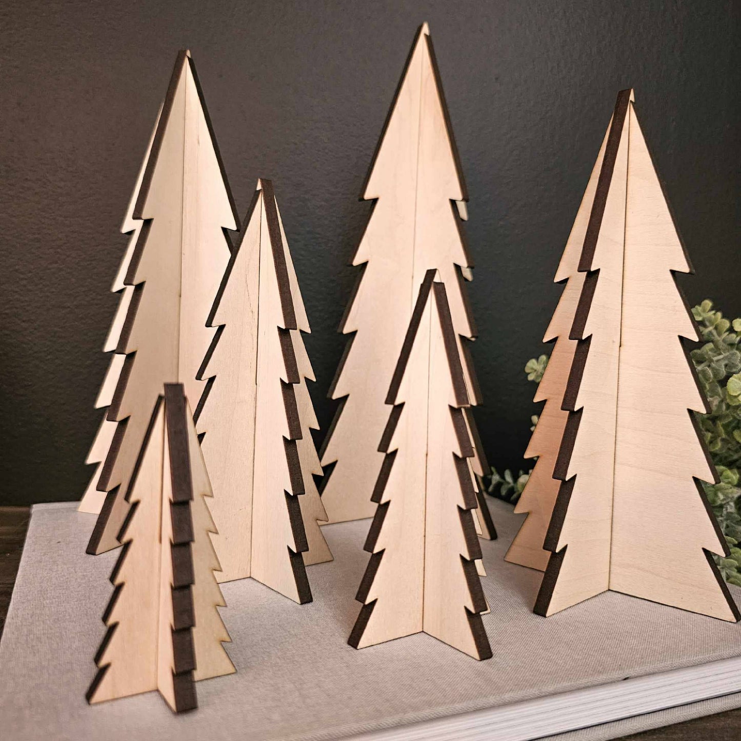 Wood 3D Blank Unfinished Trees Holiday Christmas Decor Craft: 3"