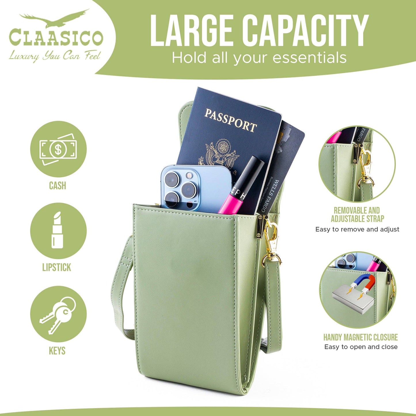 Crossbody Phone Wallet - Sleek and Compact Design: Nevy Blue