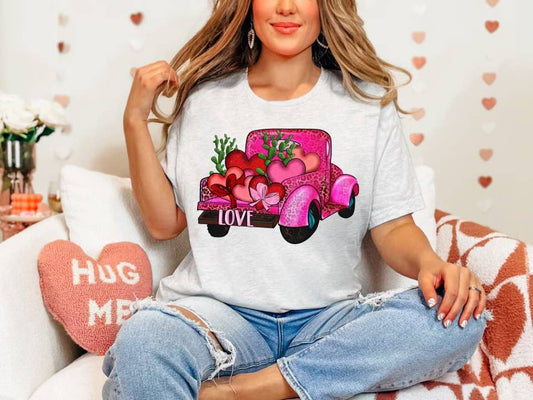 Valentine Love Truck: Ash Grey / Sublimation / Medium