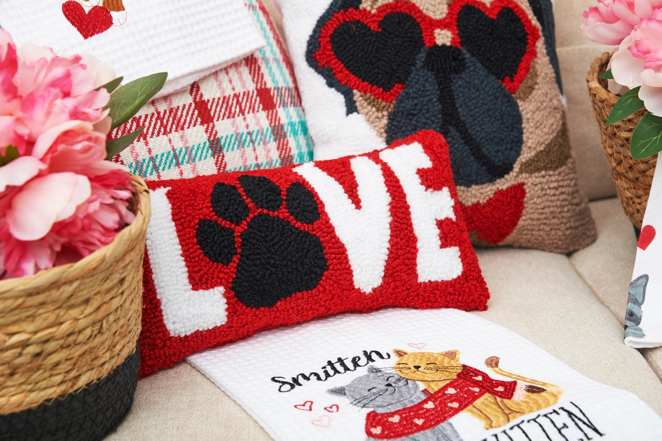 Valentine's Day Love Paw Throw Pillow