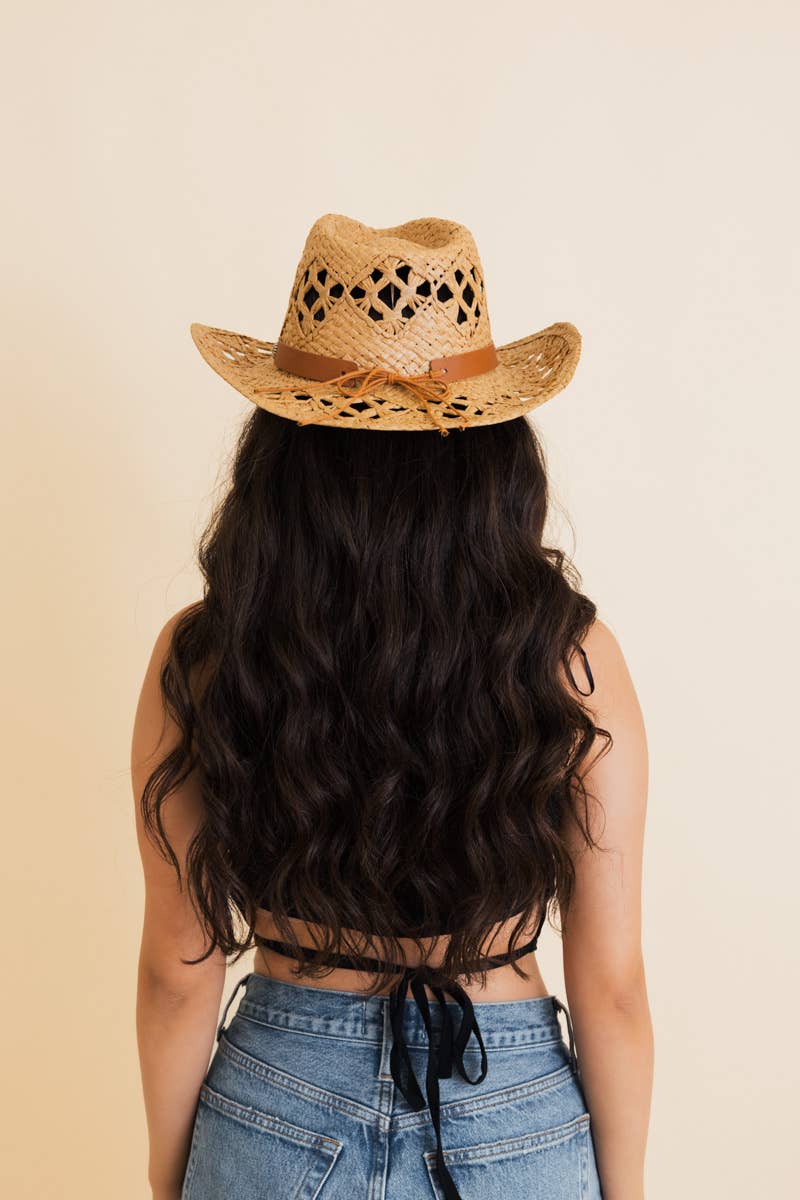 Eco Friendly Western Girl Woven Raffia Cowboy Hat 🤠