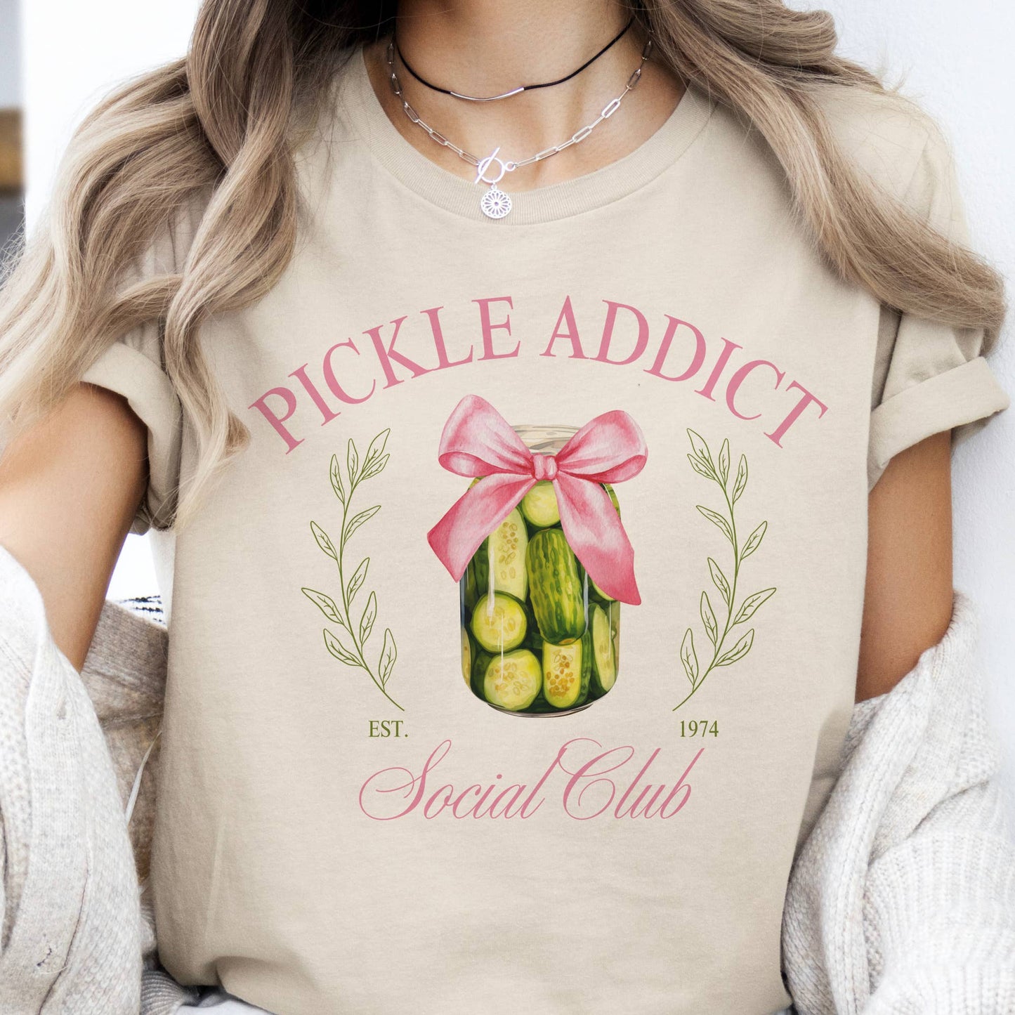 Pickle Addict Tees Pickle Social Club Tshirt Pickle Lover: Citron / Large