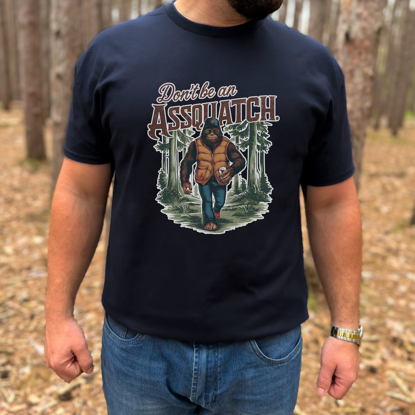 Don’t Be an Assquatch Graphic Tee: Black T-Shirt / S
