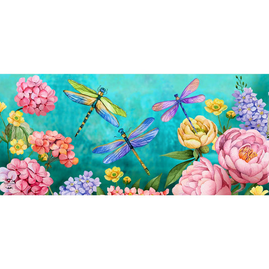 Spring Dragonfly Garden Mini Mat 22" x 10" Indoor Outdoor