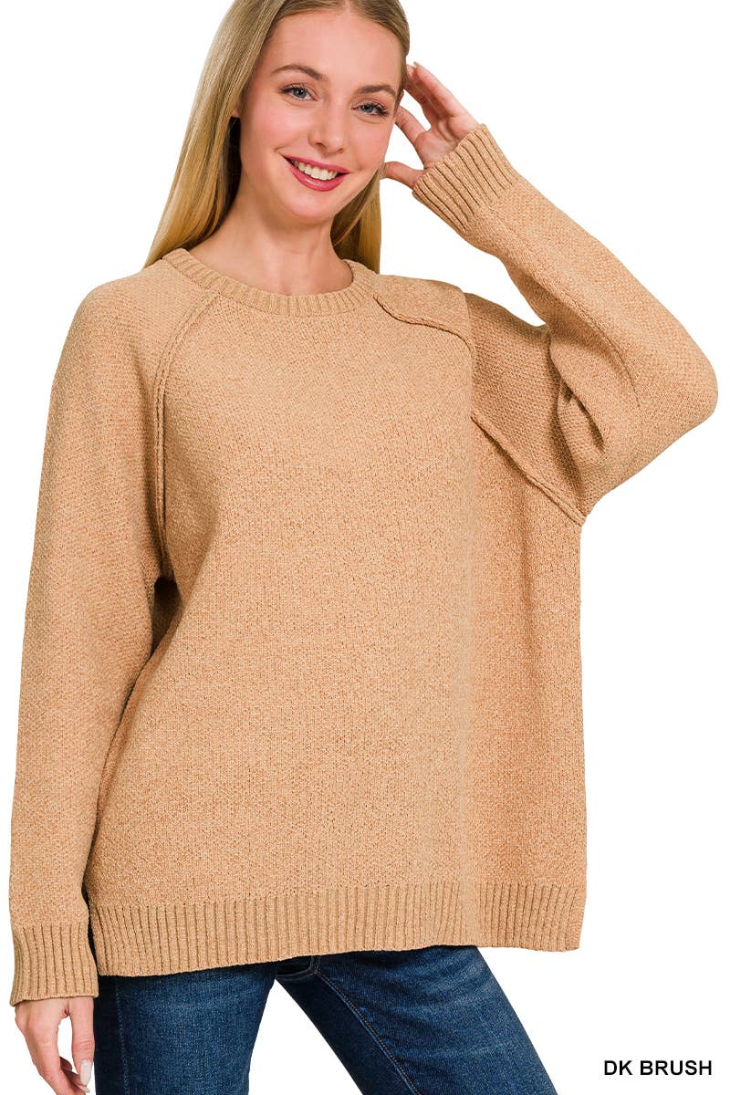 Raglan Chenille Sweater: DK GREEN / 2-2-2 (S-M-L)