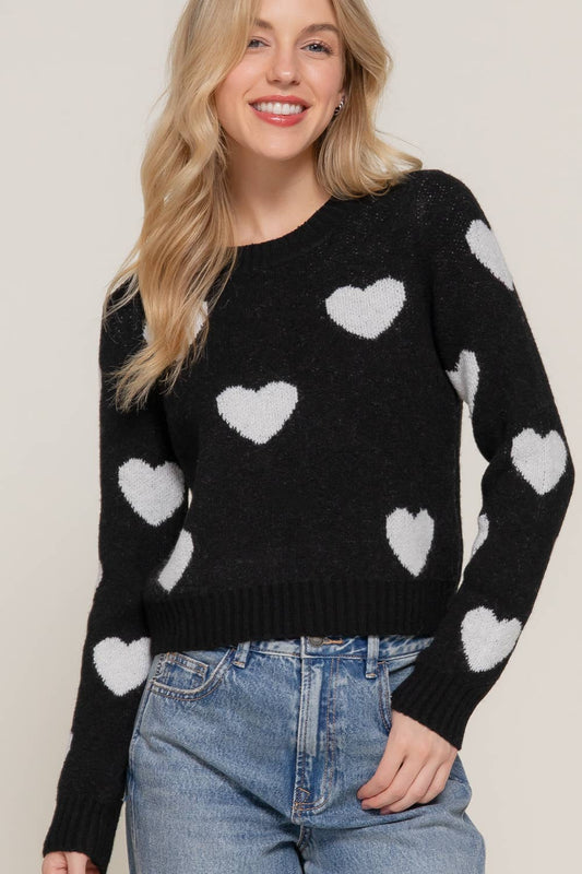 Black & White Heart Sweater