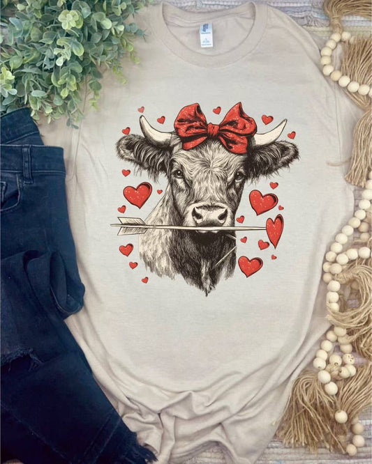 Valentine Heart Cow (Sublimation T-Shirt Mock-up): Jerzee Tan / Medium