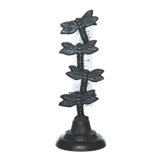 SALE Metal 9.06" Gray Spring Distressed Dragonfly Rain Gauge