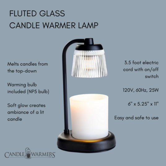 Fluted Glass Black Candle Warmer Lamp