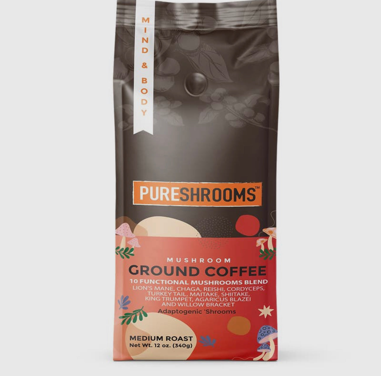 Pureshrooms Perfect 10 Mushroom Ground Coffee