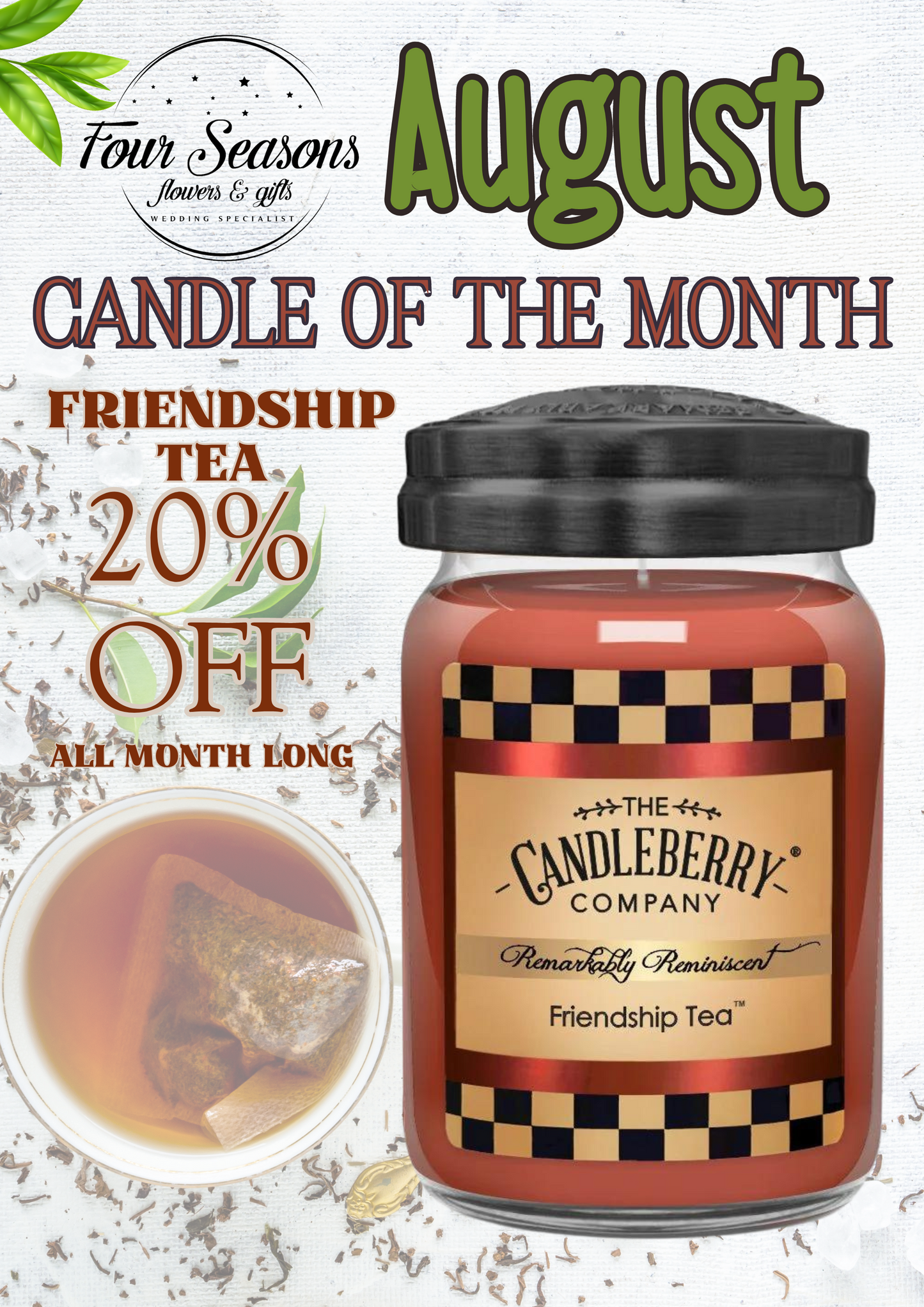 Candleberry Friendship Tea Large Jar Candle