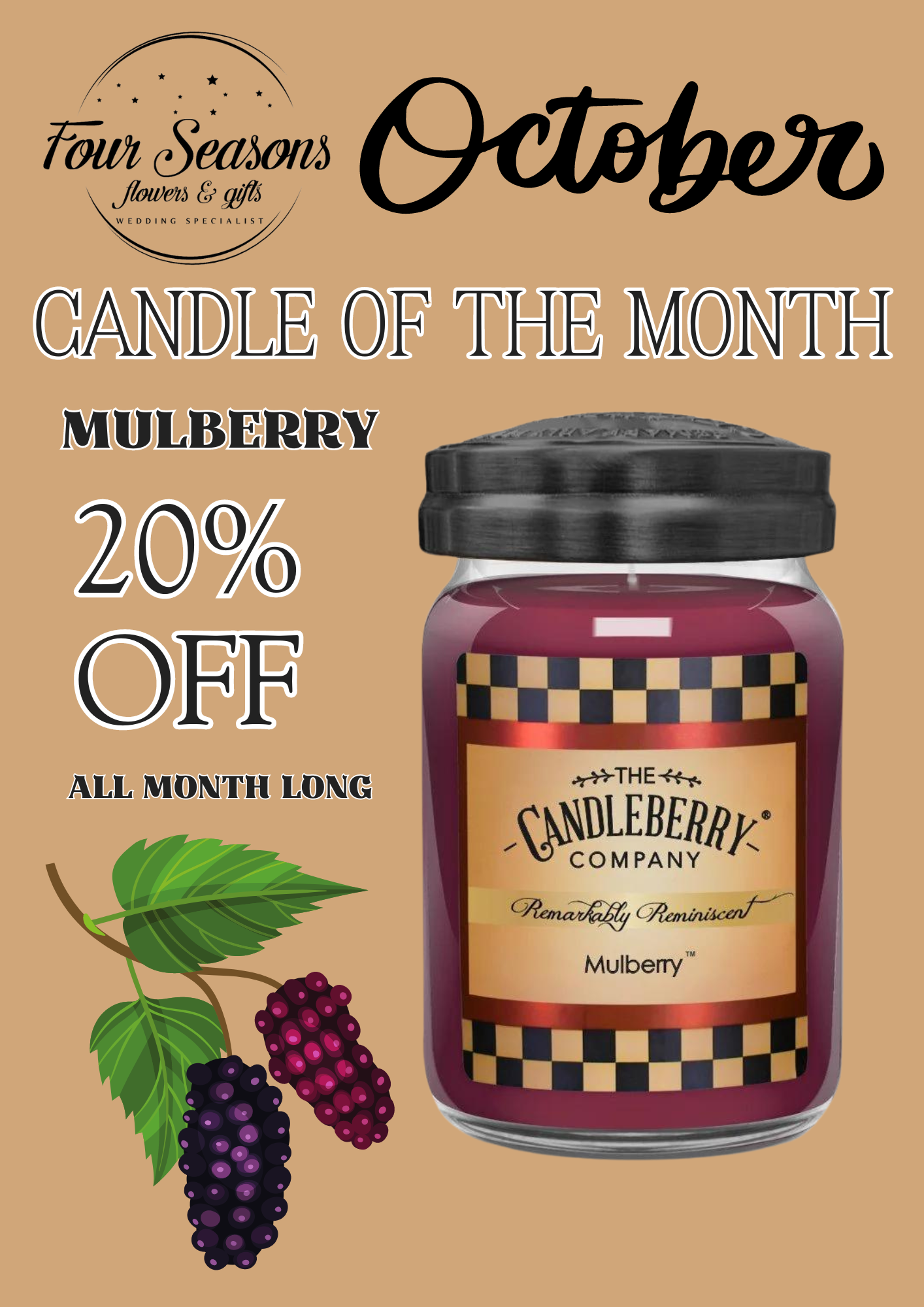 Candleberry Mulberry Large Jar Candle