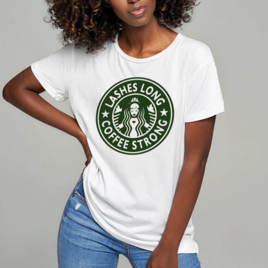Lashes Long Coffee Strong Graphic Tee