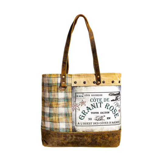 PLAID GRANIT ROSE TOTE BAG