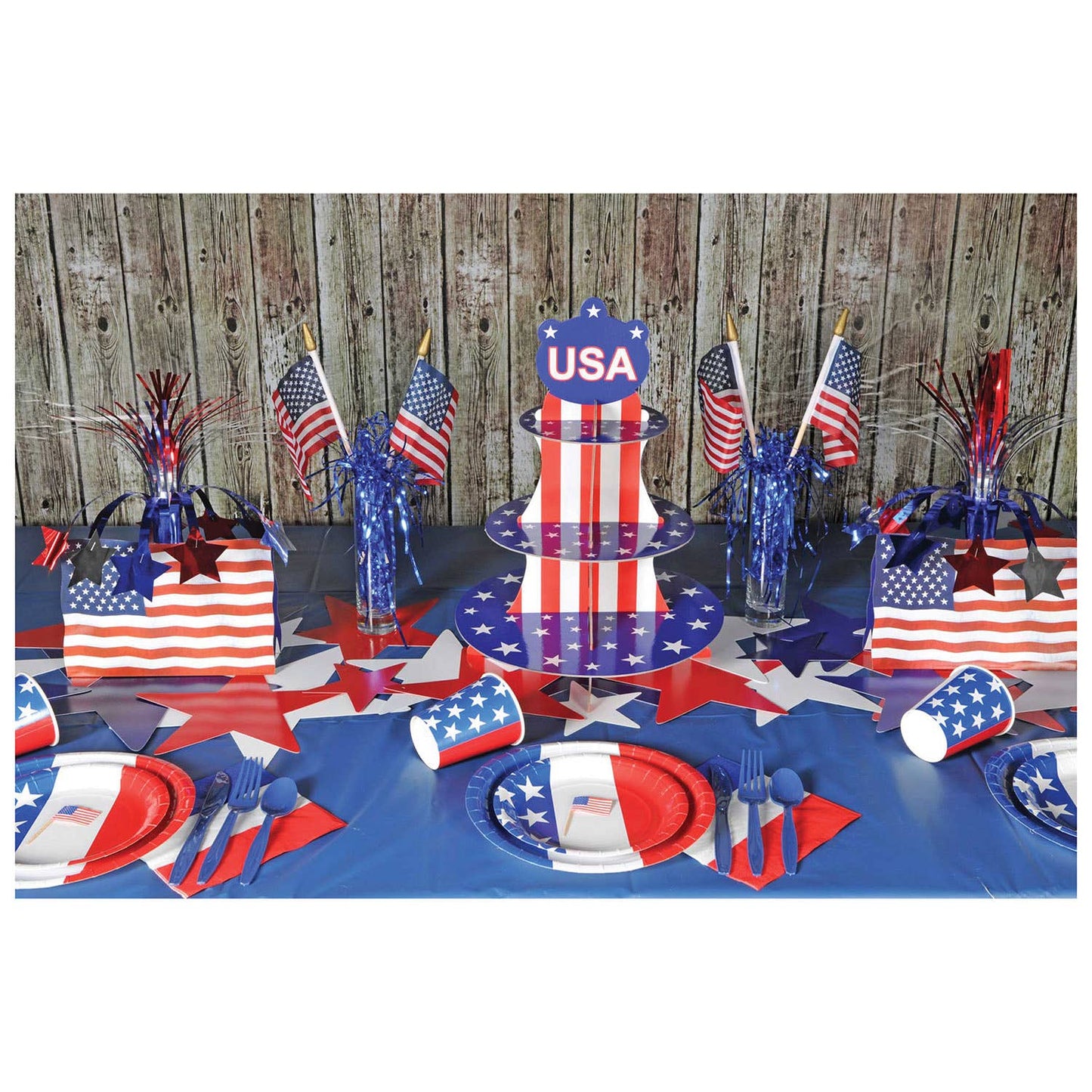 American Flag, Fabric, 4" x 6", w/10½" wooden stick