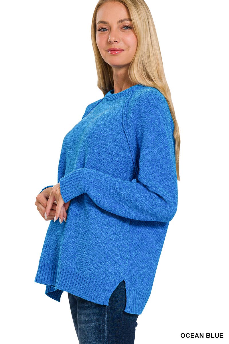 Raglan Chenille Sweater: DK GREEN / 2-2-2 (S-M-L)