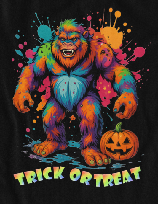 Trrick or Treat Bigfoot t-shirt (black): Youth LG