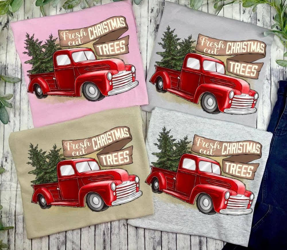 Fresh Cut Christmas Trees Truck (T-Shirt): Tan / XL