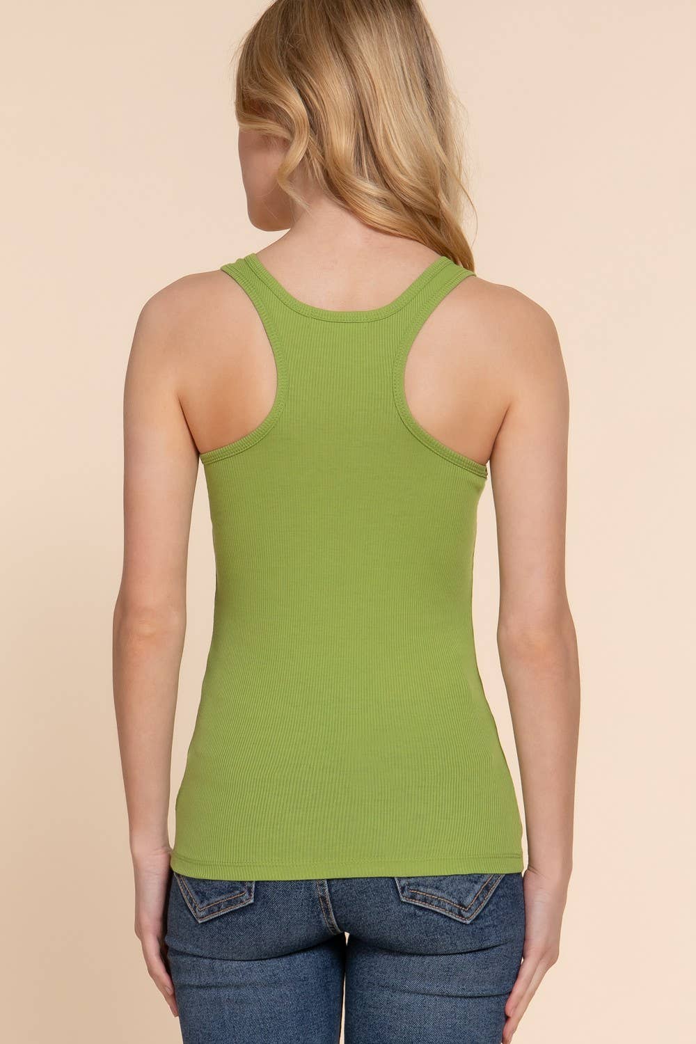 Racerback Rib Knit Tank Top     : BRG-wine / M
