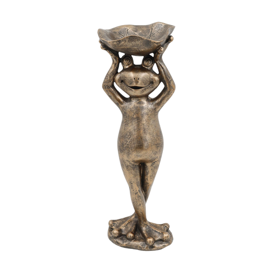 Transpac Res Rustic Gold Frog Birdfeeder Spring Home Décor