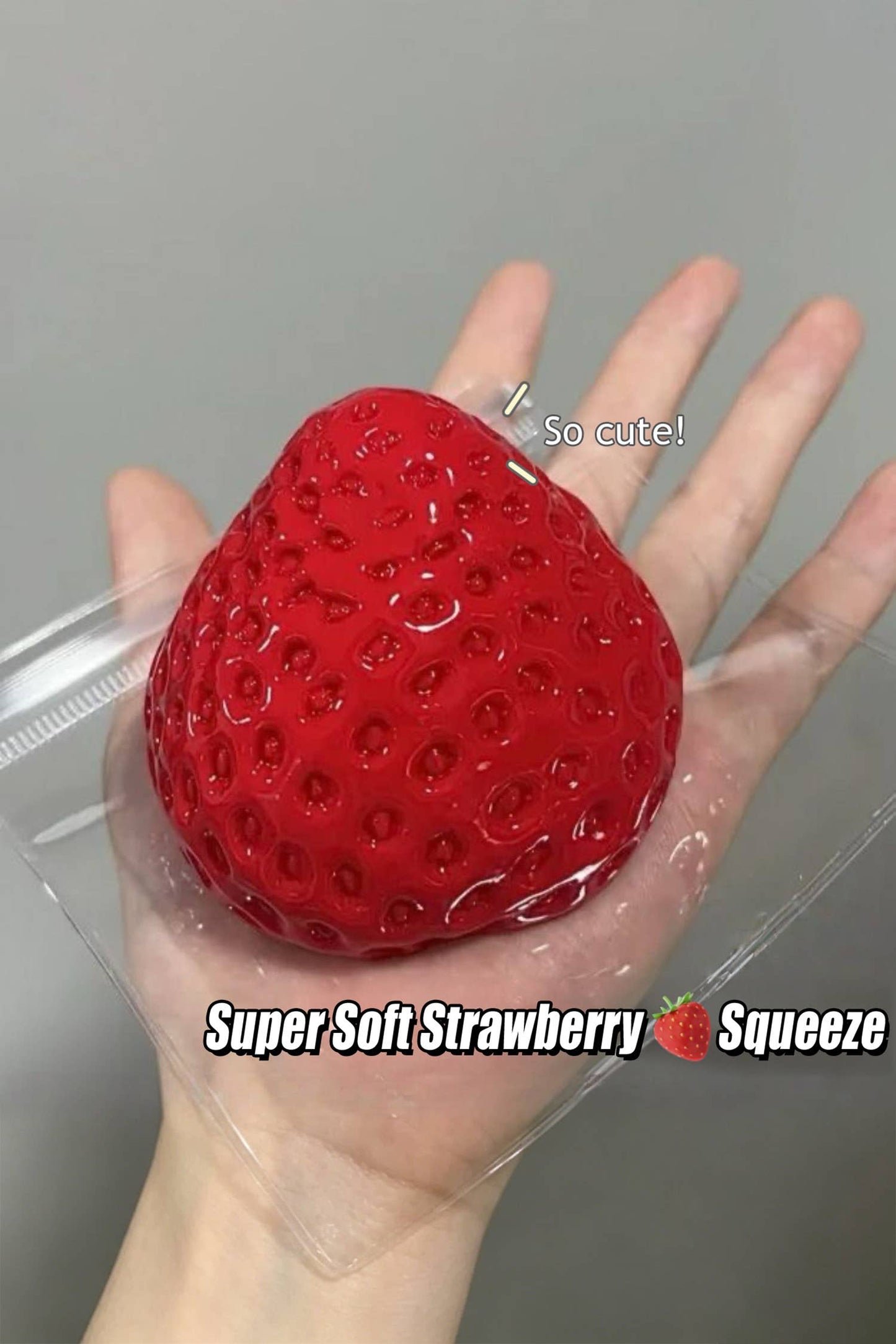 Slow Rebound Mud Feel Realistic Strawberry Stress Relief Toy: Fiery Red / ONE SIZE