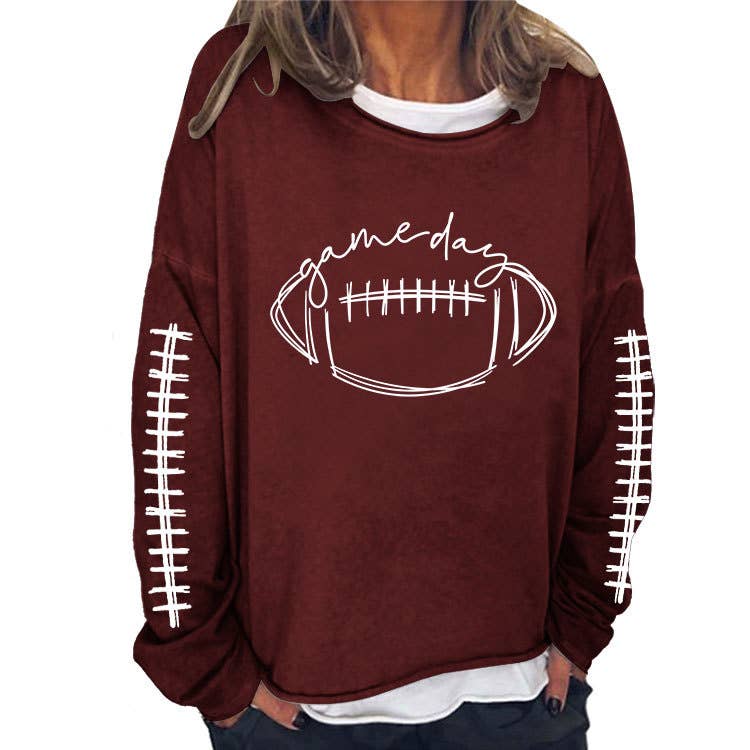 WOMEN FOOTBALL GAMEDAY LOOSE FIT PULLOVER: RED / (XL) 1