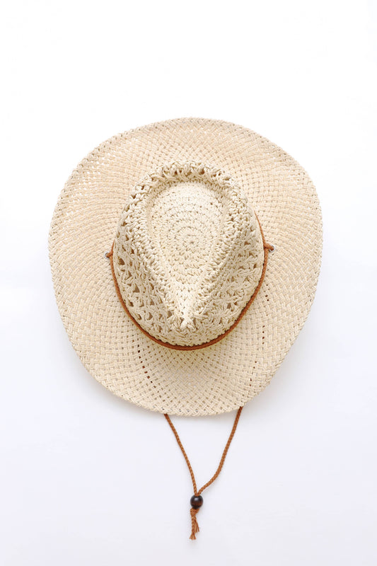 Stylish Bohemian Western Hat – Basketweave Cowboy 🏜️: Beige
