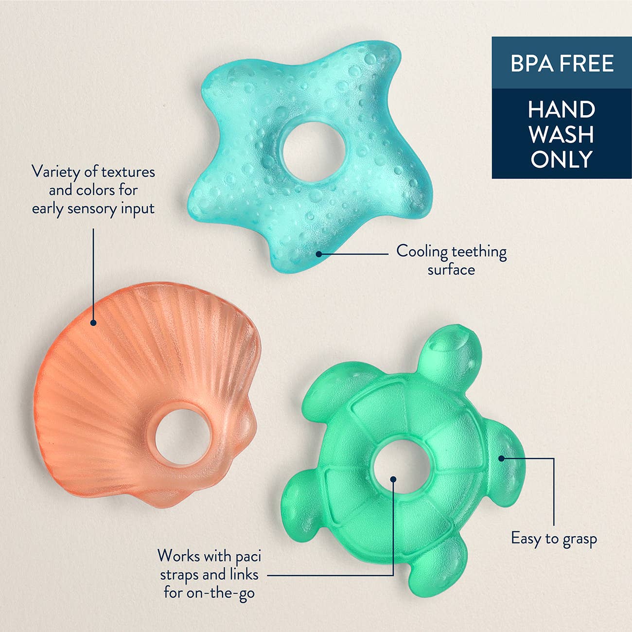 *NEW OPTION* Cutie Coolers™ Water Filled Teethers (3-pack): Silly Foods